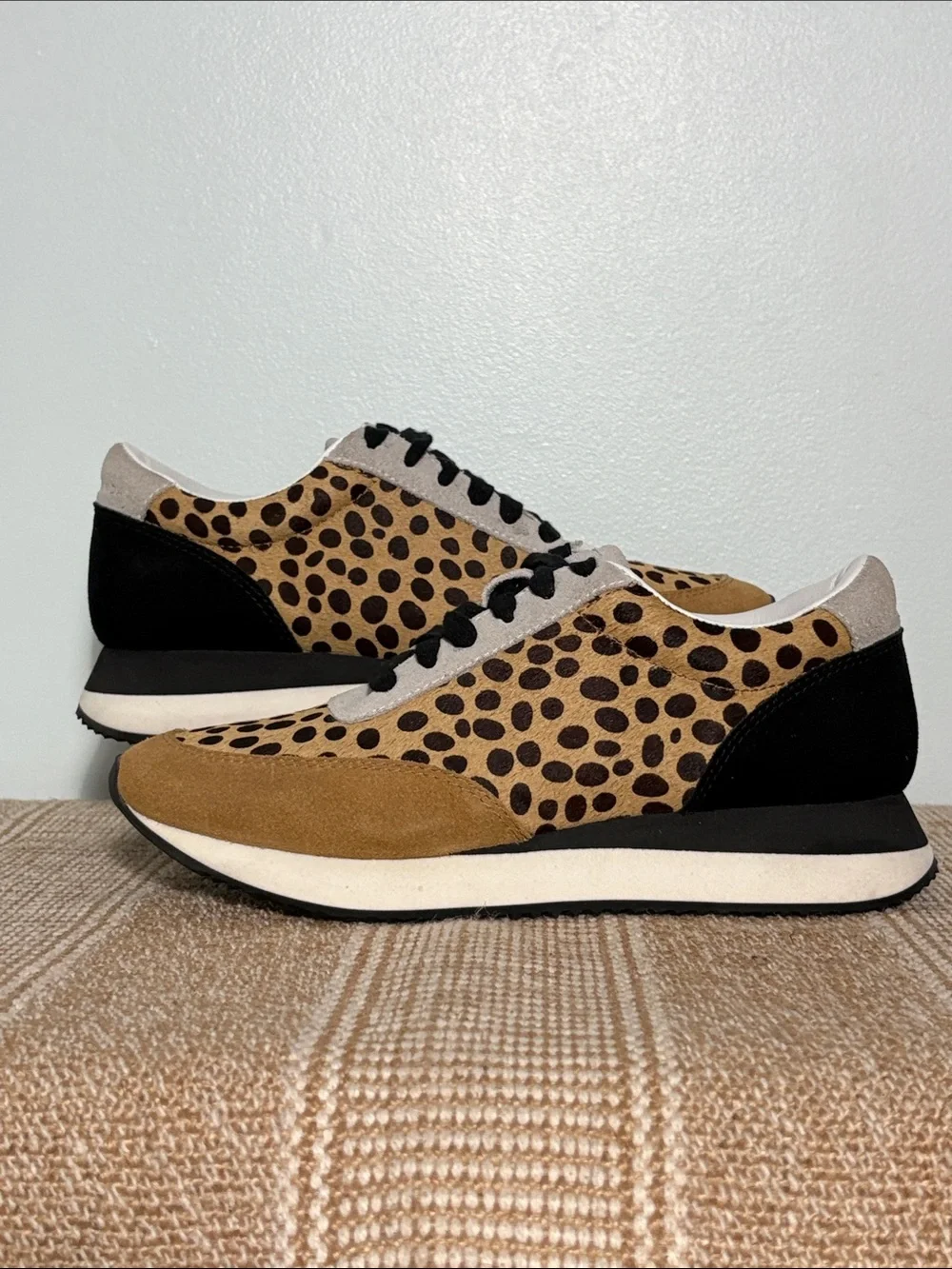 Women’s Loeffler Randall Rio Leopard Print Sneakers, Calf Hair Panels & Suede